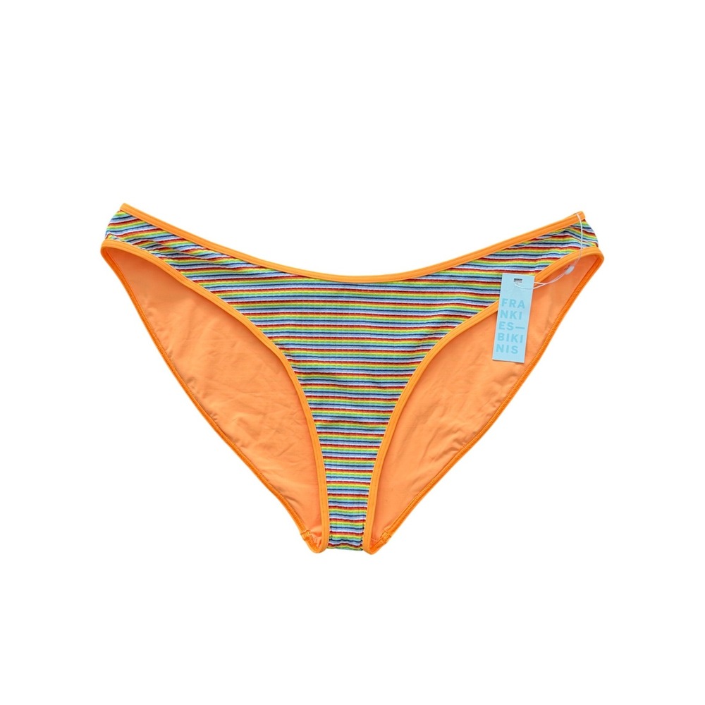 Frankies Bikinis Catalina Striped Rib Bottom Hawaiian Sky Orange XXL Beach Retro